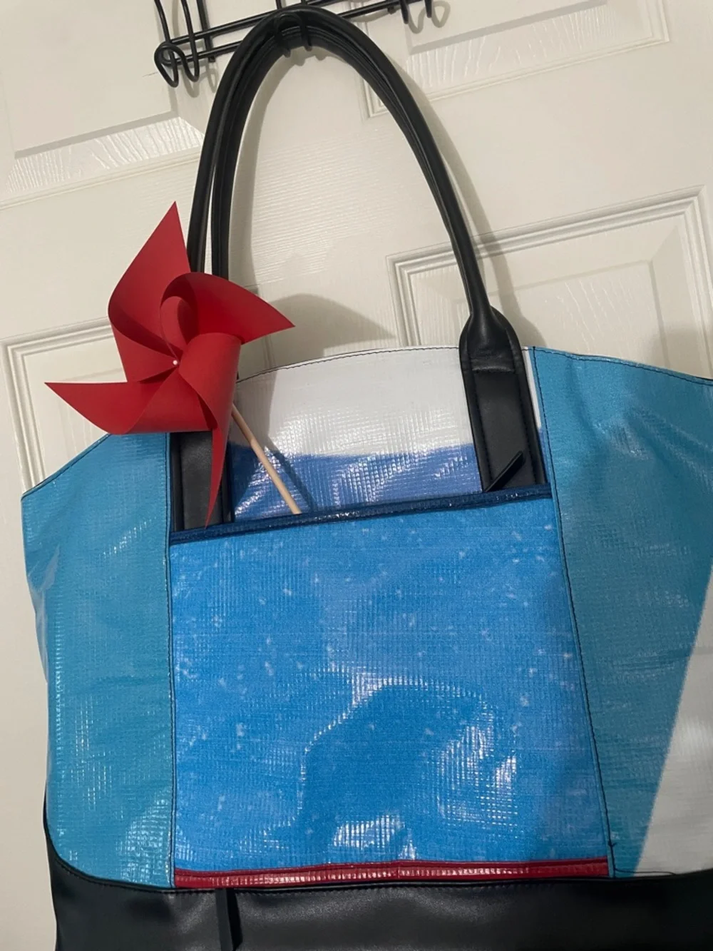 Rareform Tessa Tote Bag Repurposed Billboard Vinyl Blue White New Without Tag